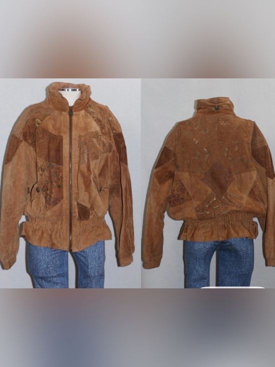 Winlit Jackets & Blazers - Vintage brown suede and leather patchwork bomber jacket by Winlit - M